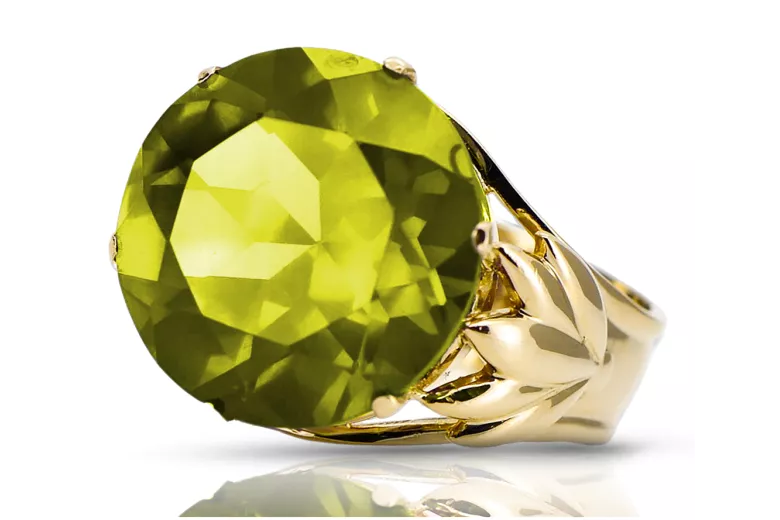 Yellow Peridot Or jaune 8 carats Anneau Style vintage vrc029x-yp Art Deco Bijoux Art Déco russes, style URSS